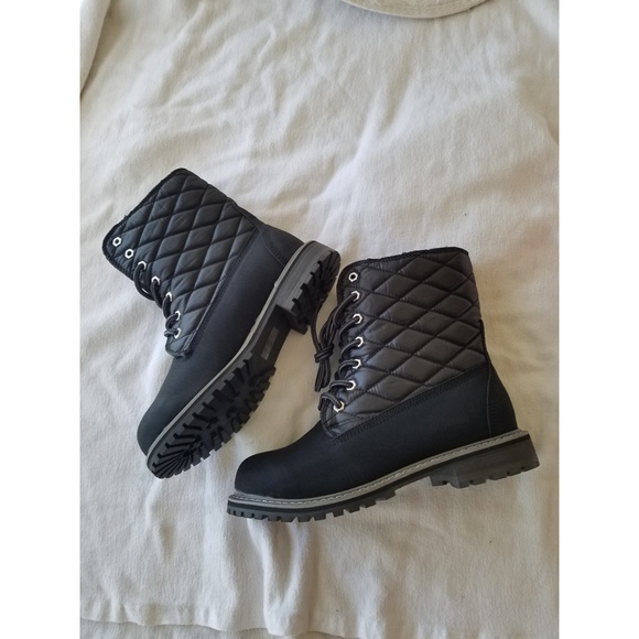 Call It Spring Shoes - Black womens quilted pattern combat boots